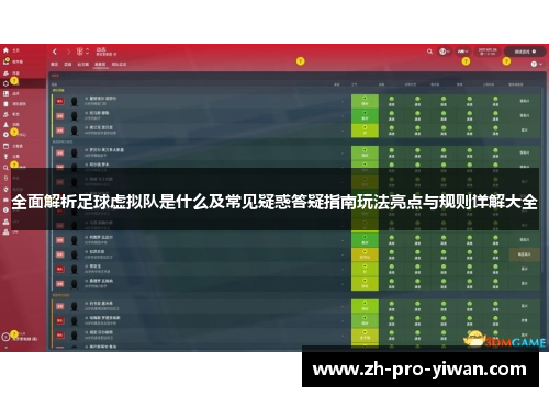 全面解析足球虚拟队是什么及常见疑惑答疑指南玩法亮点与规则详解大全